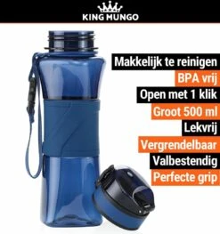 Drinkfles Herbruikbare Waterfles | 500 Ml Donker Blauw | Vaatwasserbestendig Drinkbus Bidon | King Mungo KMDF004 -Keukengerei Winkel 1125x1200 2