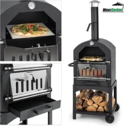MaxxGarden Pizza Oven Buiten - Houtskool – Incl. Pizzasteen - 45x65x158cm -Keukengerei Winkel 1175x1200 3