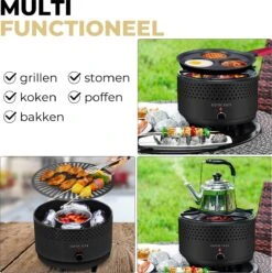 Ozocozy BBQ-ONE Houtskool Tafelbarbecue - Ø30 Cm- Zwart - Incl. Draagtas, Siliconen Bakkwast En RVS-Barbecuetang -Keukengerei Winkel 1193x1200 4