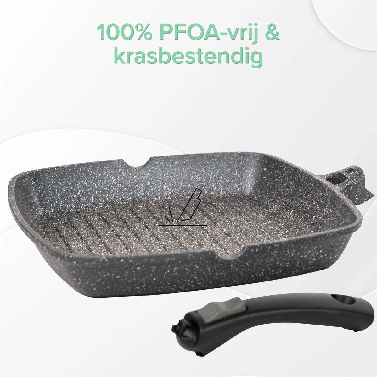 Coninx Grillpan 28CM - Steakpan - Afneembare Handgreep - PFAS-vrij - Grijs 6 Coninx Grillpan 28CM - Steakpan - Afneembare Handgreep - PFAS-vrij - Grijs - Afbeelding 4
