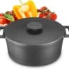 MOA Gietijzeren Braadpan - Inhoud 7,1 Liter - 29CM - Rond - Alle Warmtebronnen - Ook Voor Inductie - Gewicht 7,6 Kg - Zwart - MC29B