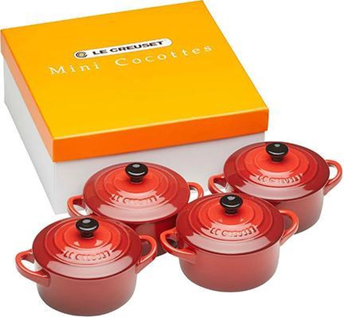 Le Creuset Aardewerken Mini Pannetjes Set Van 4 Stuks Kersenrood 3 Le Creuset Aardewerken Mini Pannetjes Set Van 4 Stuks Kersenrood - Afbeelding 2