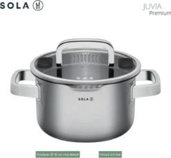 Sola Pannenset Juvia - 4 Delig - Ø 16,16,18,20 Cm - Zilver - RVS - Sandwichbodem -Keukengerei Winkel 1200x1110