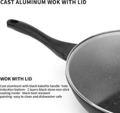 Swiss Pro+ Wokpan - Met Glazen Deksel - 28cm - Zwart -Keukengerei Winkel 1200x1133