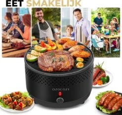 Ozocozy BBQ-ONE Houtskool Tafelbarbecue - Ø30 Cm- Zwart - Incl. Draagtas, Siliconen Bakkwast En RVS-Barbecuetang -Keukengerei Winkel 1200x1133 5