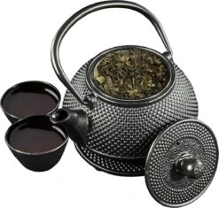 SakuraTea - Theepot Set - 4-delig - Gietijzer - Zwart - 0.8L - 2 Kopjes (100ml) -Keukengerei Winkel 1200x1142 1