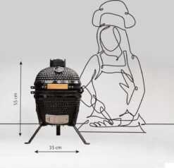 BluMill Kamado BBQ Egg - Kamado 13 Inch - Incl. Vlees Thermometer - Houtskoolbarbecues - Zwart - Ø 27cm -Keukengerei Winkel 1200x1156 3