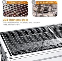 Uten - Houtskoolbarbecue - Opvouwbare Barbecue - Houtskoolbarbecues - Draagbare Camping Barbecue - 430 Roestvrij Staal Grill BBQ - 5-10 Persoon Tuin Buitenfeest - Zilver -Keukengerei Winkel 1200x1184 4