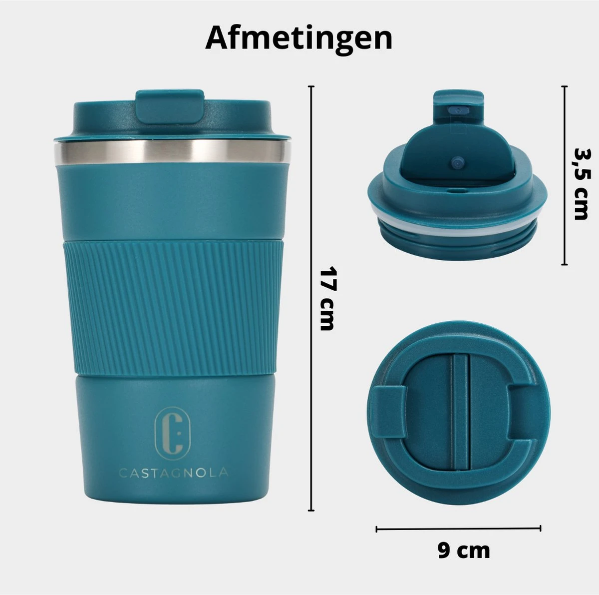 Castagnola Design RVS Koffiebeker To Go - Blauw - 380ml - Thermosbeker - Theebeker 7 Castagnola Design RVS Koffiebeker To Go - Blauw - 380ml - Thermosbeker - Theebeker - Afbeelding 5