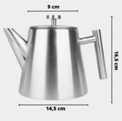 Castagnola Theepot Met Filter – Theekan – Theepot Dubbelwandig – Theepot Roestvrijstaal – Hoogwaardig RVS – 1 Liter – 5 Kopjes Thee – Zilver -Keukengerei Winkel 1200x1195 6