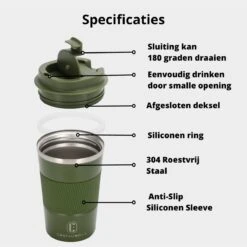 Castagnola Design RVS Koffiebeker To Go - Groen - 380ml - Thermosbeker - Theebeker -Keukengerei Winkel 1200x1200 1095