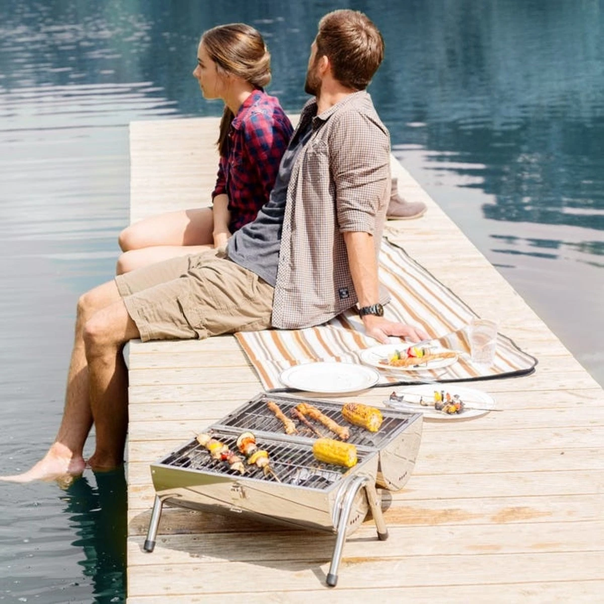 BBQ Collection Houtskoolbarbecue - Cilinder - Chroom 5 BBQ Collection Houtskoolbarbecue - Cilinder - Chroom - Afbeelding 3