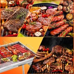 Uten - Houtskoolbarbecue - Opvouwbare Barbecue - Houtskoolbarbecues - Draagbare Camping Barbecue - 430 Roestvrij Staal Grill BBQ - 5-10 Persoon Tuin Buitenfeest - Zilver -Keukengerei Winkel 1200x1200 1208