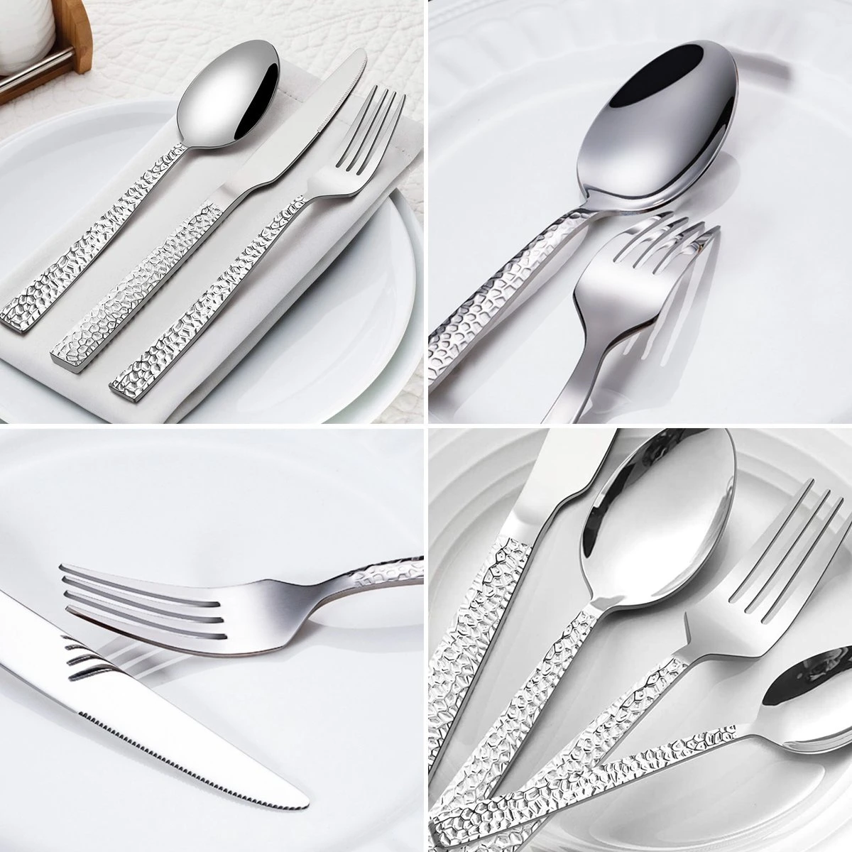 Deleca 6 Persoons Bestekset Deluxe (30-delig) - Vorken, Lepels En Messen - Vaatwasserbestendig - Gehamerd - Zilver / RVS 8 Deleca 6 Persoons Bestekset Deluxe (30-delig) - Vorken, Lepels En Messen - Vaatwasserbestendig - Gehamerd - Zilver / RVS - Afbeelding 6