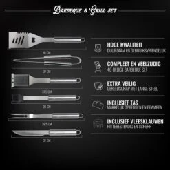 Mountain Jack® 40-Delige Luxe BBQ Grill Accessoires Set In Roestvrij Staal – Barbecue Gereedschap – Tangenset, Vlees Thermometer, Vleestang, Borstel, Spiezen, Vleesmes, Vleesvork 15 Mountain Jack® 40-Delige Luxe BBQ Grill Accessoires Set In Roestvrij Staal – Barbecue Gereedschap – Tangenset, Vlees Thermometer, Vleestang, Borstel, Spiezen, Vleesmes, Vleesvork -Keukengerei Winkel 1200x1200 1294