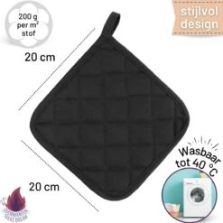 Merkloos Tavas Dream Hittebestendige Pannenlappen | 2 Stuks | Katoen, Thermolite | Tot 220°C | Zwart -Keukengerei Winkel 1200x1200 14