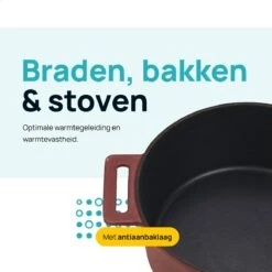 MOA Gietijzeren Braadpan - Inhoud 4,75 Liter - 26CM - Rond - Alle Warmtebronnen - Ook Voor Inductie - Gewicht 5,8 Kg - Bordeaux Rood - MC26BR -Keukengerei Winkel 1200x1200 305