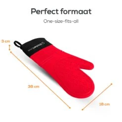 KitchenLove Ovenwanten - 2 Stuks Ovenhandschoenen - Hittebestendig Tot 250 °C - Siliconen - Rood -Keukengerei Winkel 1200x1200 37