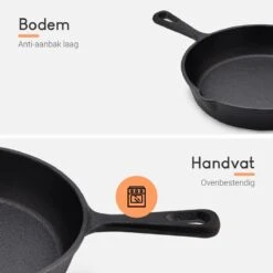 Ocina Gietijzeren Pan – Set Van 3 Stuks – ø25cm, ø19.5cm En ø16cm - Skillet - Koekenpan – Hapjespan – Koekenpan Inductie – Koekenpannenset - Gietijzeren Pan Bbq - Gietijzer - Incl. Receptenboek -Keukengerei Winkel 1200x1200 546