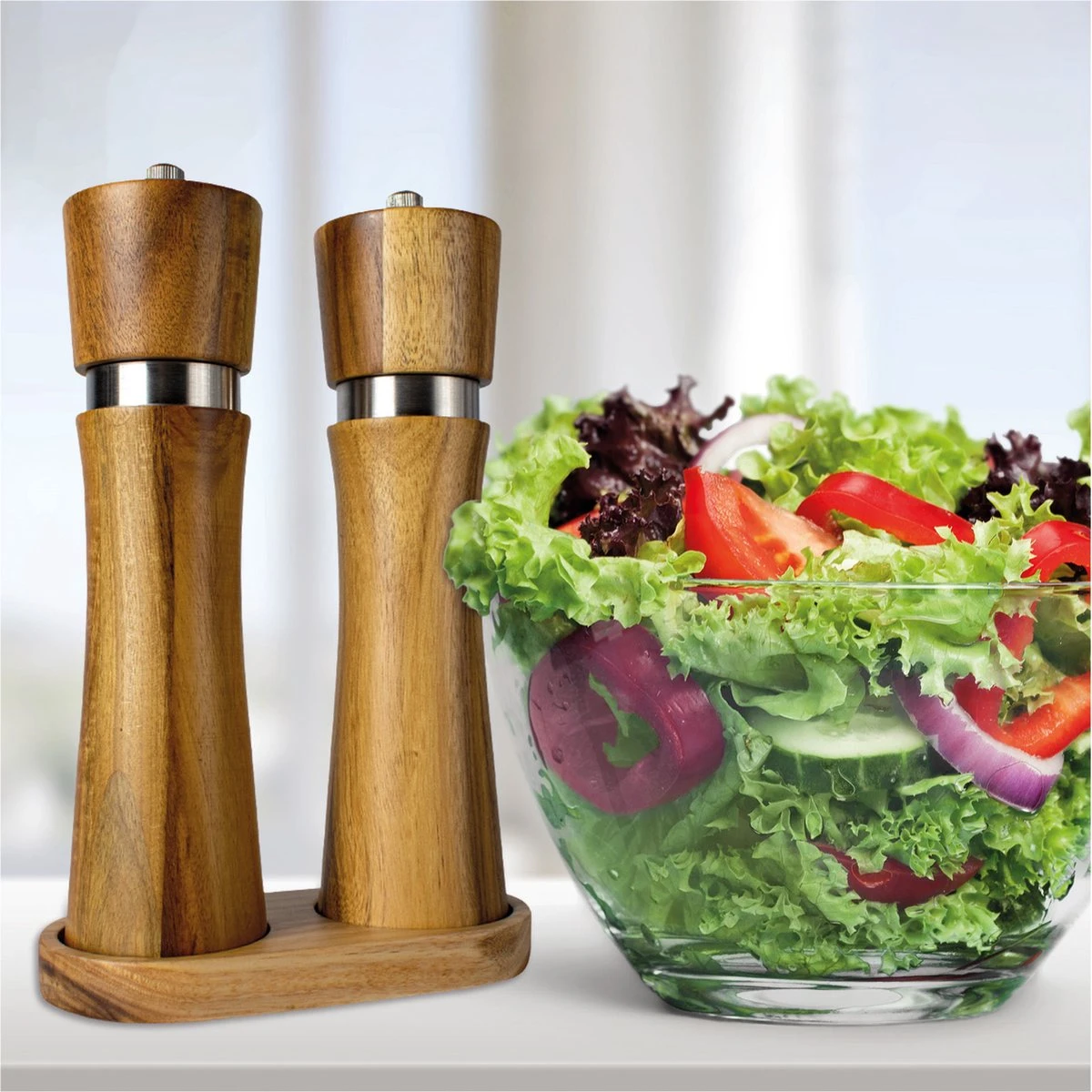 Nimma® Peper En Zoutmolen Set - Incl Navul Lepel - Verstelbare Maalgraad - Acacia Hout 8 Nimma® Peper En Zoutmolen Set - Incl Navul Lepel - Verstelbare Maalgraad - Acacia Hout - Afbeelding 6