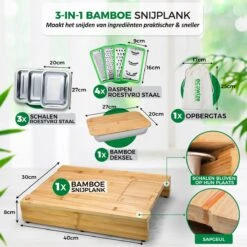 Ecowize 3-in-1 Bamboe Snijplank Met Opvangbak - Snijplank Hout Incl. 3 Roestvrijstalen Opvangbakjes Met Bamboe Deksel, 4 Inzetbare Raspen - Groentesnijder, Hakblok, Borrelplank, Tapasplank, Broodplank - 40x30cm - Duurzaam Cadeau -Keukengerei Winkel 1200x1200 786
