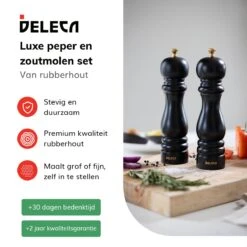Deleca Luxe Peper En Zoutmolen Set - Met Geschenkdoos - Zout / Pepermolen - Rubberhout - Zwart & Goud 17 Deleca Luxe Peper En Zoutmolen Set - Met Geschenkdoos - Zout / Pepermolen - Rubberhout - Zwart & Goud -Keukengerei Winkel 1200x1200 811