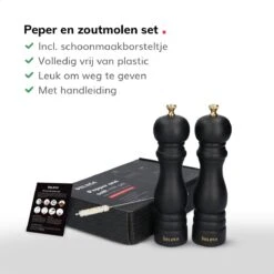 Deleca Luxe Peper En Zoutmolen Set - Met Geschenkdoos - Zout / Pepermolen - Rubberhout - Zwart & Goud 21 Deleca Luxe Peper En Zoutmolen Set - Met Geschenkdoos - Zout / Pepermolen - Rubberhout - Zwart & Goud -Keukengerei Winkel 1200x1200 815