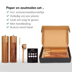 Deleca Luxe Peper En Zoutmolen Set - Zout / Pepermolen - Handmatig - Met Navul Lepel & Geschenkdoos - Acacia Hout - Rond 22 Deleca Luxe Peper En Zoutmolen Set - Zout / Pepermolen - Handmatig - Met Navul Lepel & Geschenkdoos - Acacia Hout - Rond -Keukengerei Winkel 1200x1200 825