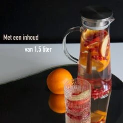 MÊZON® Schenkkan - Glazen Waterkan - Waterkaraf Voor Fruitwater - Multifunctionele Decanteer Karaf - Kan Met Deksel - 1.5L Capaciteit -Keukengerei Winkel 1200x1200 918