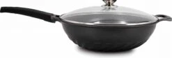 Cheffinger Wokpan Met Deksel - 32cm - Zwart - Pan - Keukenaccessoires -Keukengerei Winkel 1200x408