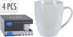 Excellent Houseware Set Van 4x Stuks Bekers/mokken Wit 380 Ml Van Porselein - Melkbekers -Keukengerei Winkel 1200x612 2