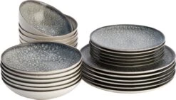 Lite-Body Serviesset Hermes - Grijs Relief - 6 Personen - 24 Delig