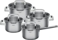 Sola Pannenset Juvia - 4 Delig - Ø 16,16,18,20 Cm - Zilver - RVS - Sandwichbodem -Keukengerei Winkel 1200x826 1