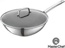 Uitgelichte producten 12 MasterChef / Jumbo - Wokpan - Met Glazen Deksel - 28 Cm - Inductie