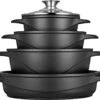 Smile 10-Delige Pannenset - Anti Aanbaklaag - Vaatwasser Bestendig - Zwart - MGK-17 -Keukengerei Winkel 1200x902 3