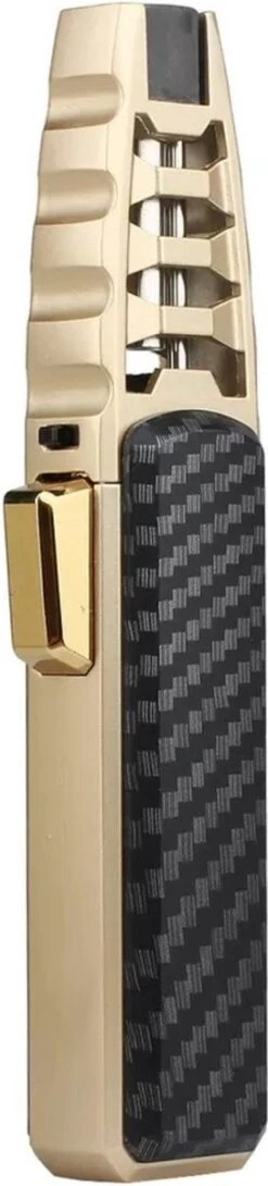 Merkloos Turbo Jetflame Aansteker - Gasbrander - Vuurwerk Torch - Crème Brûlée Brander - BBQ En Sigaren Aansteker - Windproof - Carbon Met Goudkleurige Metalen Behuizing -Keukengerei Winkel 272x1200 2