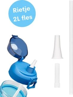 FLOOQ Motivatie Waterfles Rietje - 2 Liter Drinkfles - Waterfles Met Tijdsmarkering